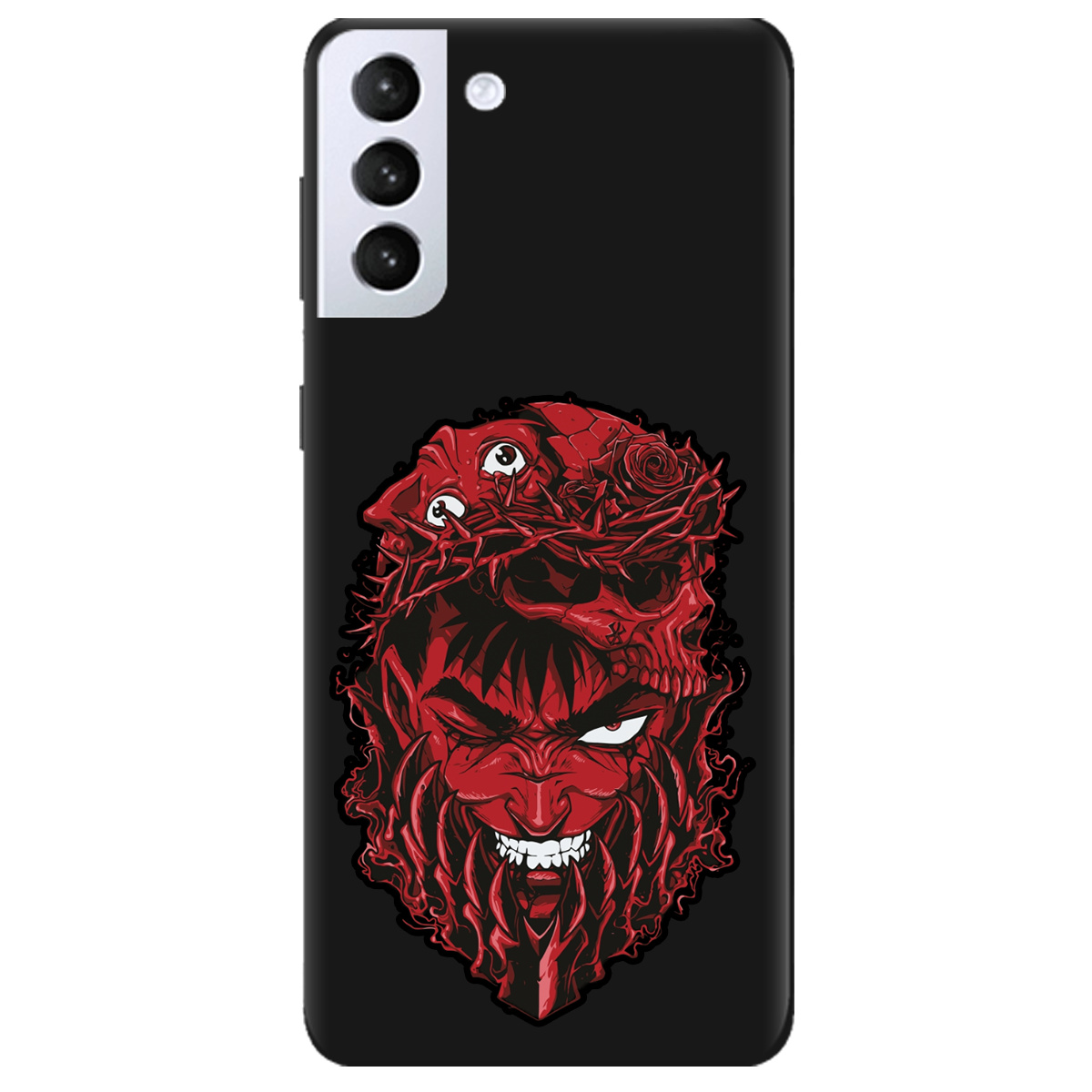 Чехол для Samsung Galaxy S21 черный матовый soft touch Red slip head - фото 1 - Чехлы для телефонов