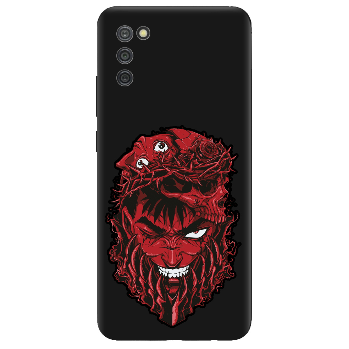 Чохол для Samsung Galaxy A02s чорний матовий soft touch Red slip head - фото 1 - Чохли для телефонів