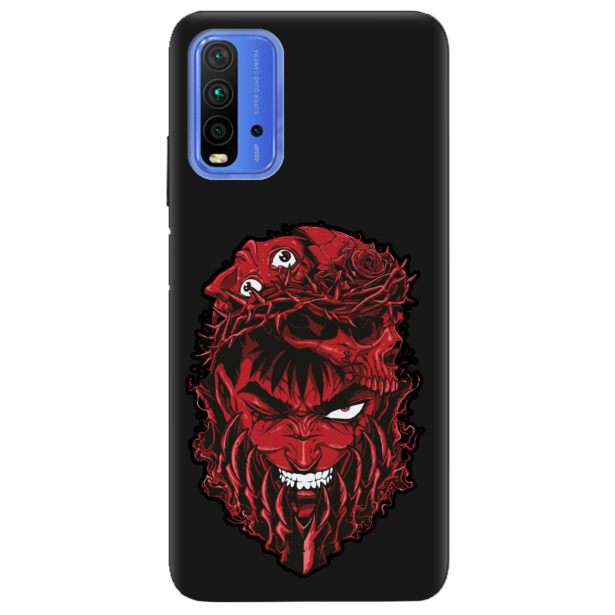 Чехол для Xiaomi Redmi 9T черный матовый soft touch Red slip head - фото 1 - Чехлы для телефонов