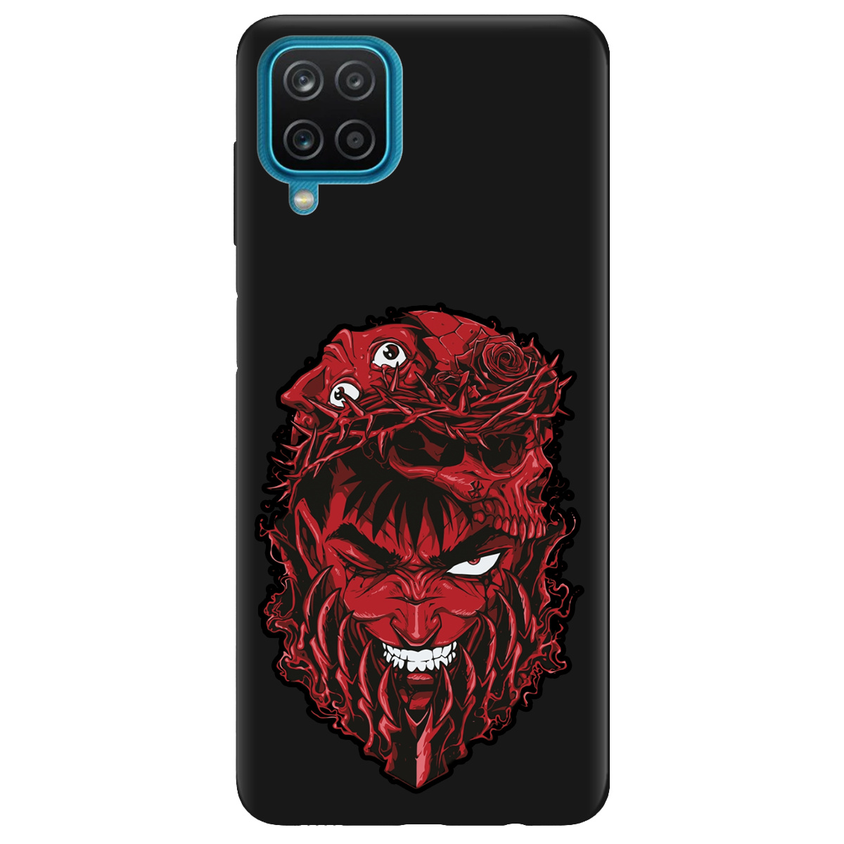 Чохол для Samsung Galaxy A12 4G чорний матовий soft touch Red slip head - фото 1 - Чохли для телефонів