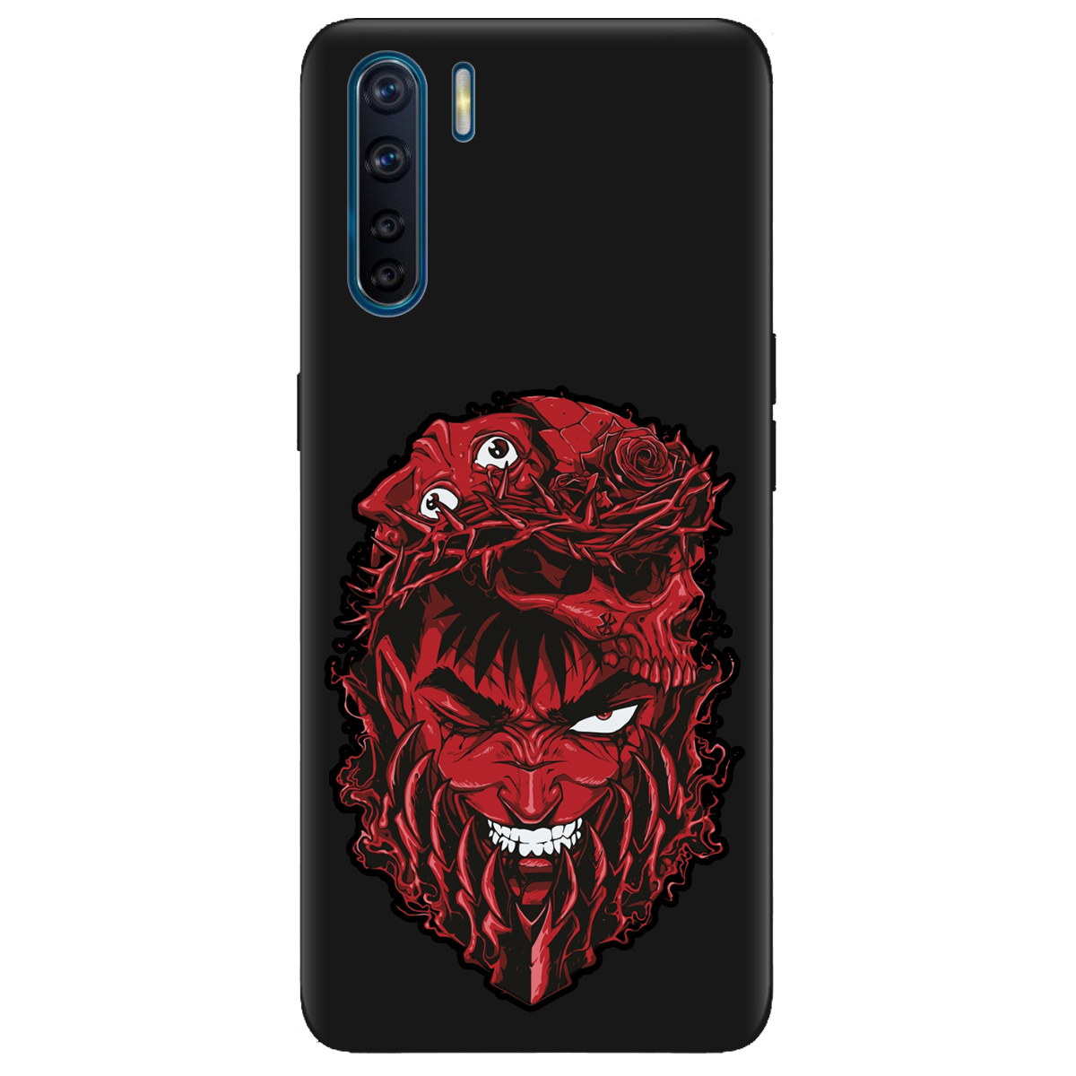 Чохол для Oppo Reno 3 чорний матовий soft touch Red slip head - фото 1 Чохол для Oppo Reno 3 чорний матовий soft touch Red slip head - фото 1 - Чохли для телефонів