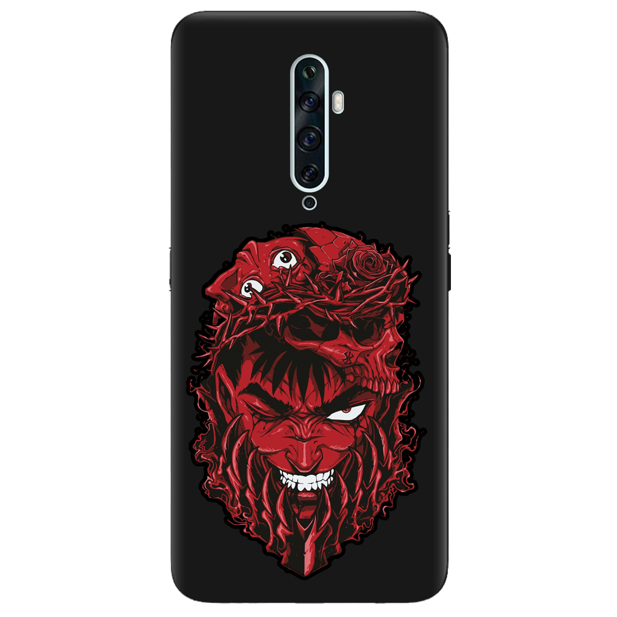 Чохол для Oppo Reno 2 чорний матовий soft touch Red slip head - фото 1 - Чохли для телефонів