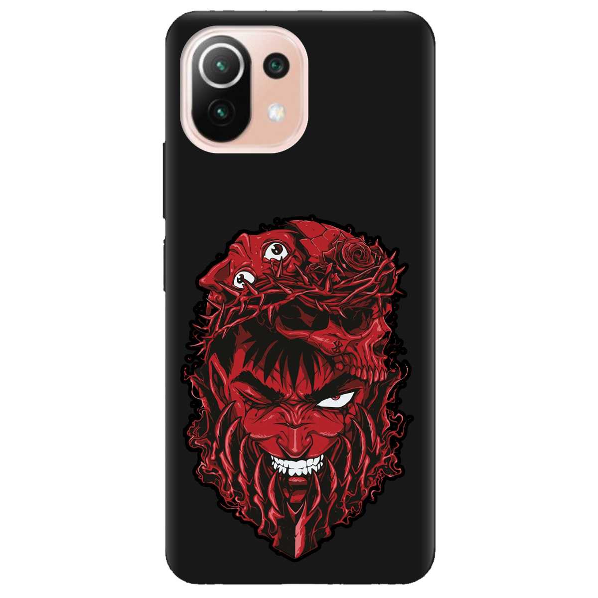 Чохол для Xiaomi Mi 11 lite чорний матовий soft touch Red slip head - фото 1 Чохол для Xiaomi Mi 11 lite чорний матовий soft touch Red slip head - фото 1 - Чохли для телефонів