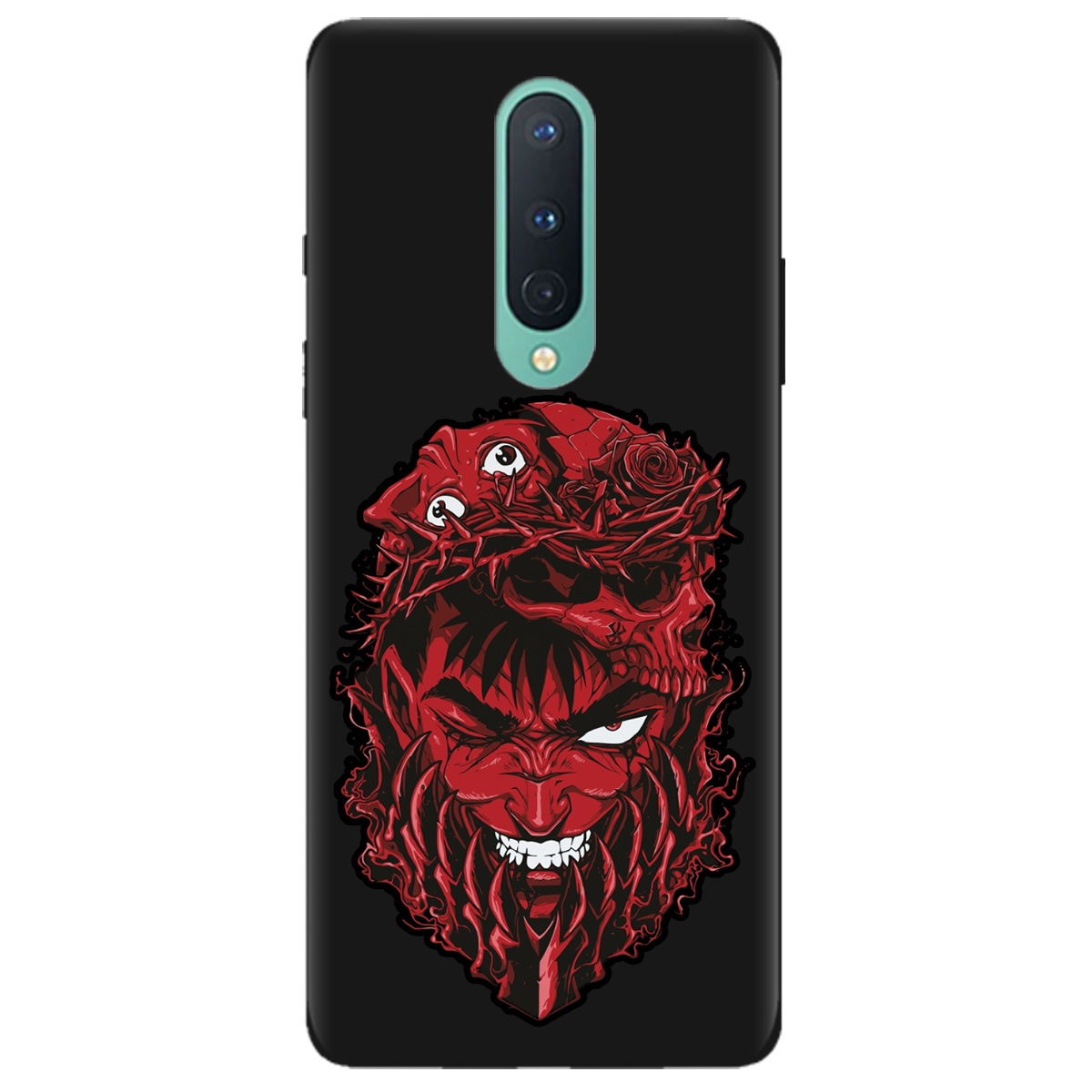 Чехол для OnePlus 8 черный матовый soft touch Red slip head - фото 1 - Чехлы для телефонов