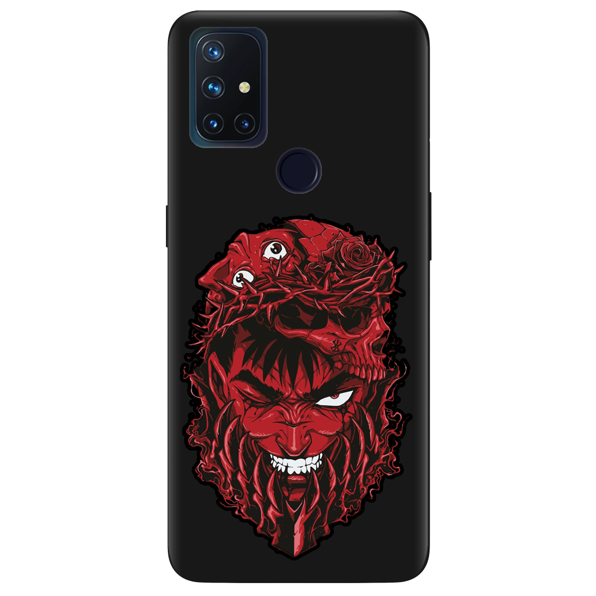 Чехол для OnePlus Nord N10 5G черный матовый soft touch Red slip head - фото 1 - Чехлы для телефонов