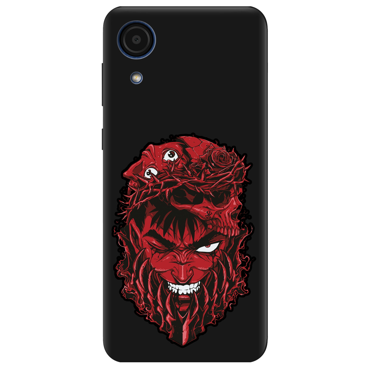 Чохол для Samsung Galaxy А03 Core чорний матовий soft touch Red slip head - фото 1 - Чохли для телефонів