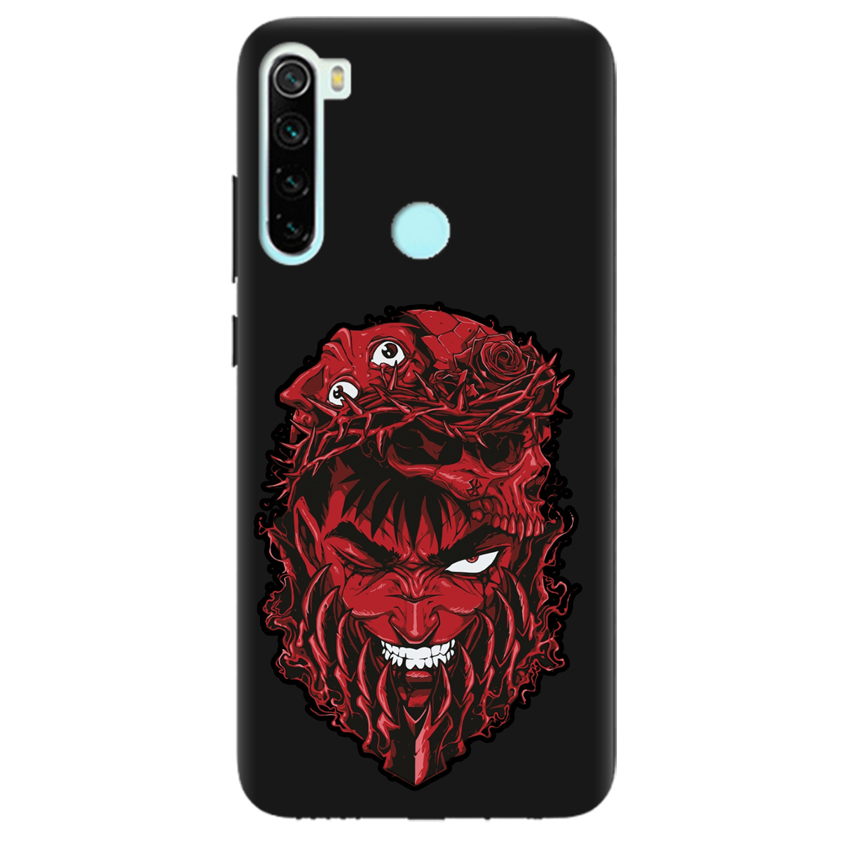 Чохол для Xiaomi Redmi Note 8 чорний матовий soft touch Red slip head - фото 1 - Чохли для телефонів