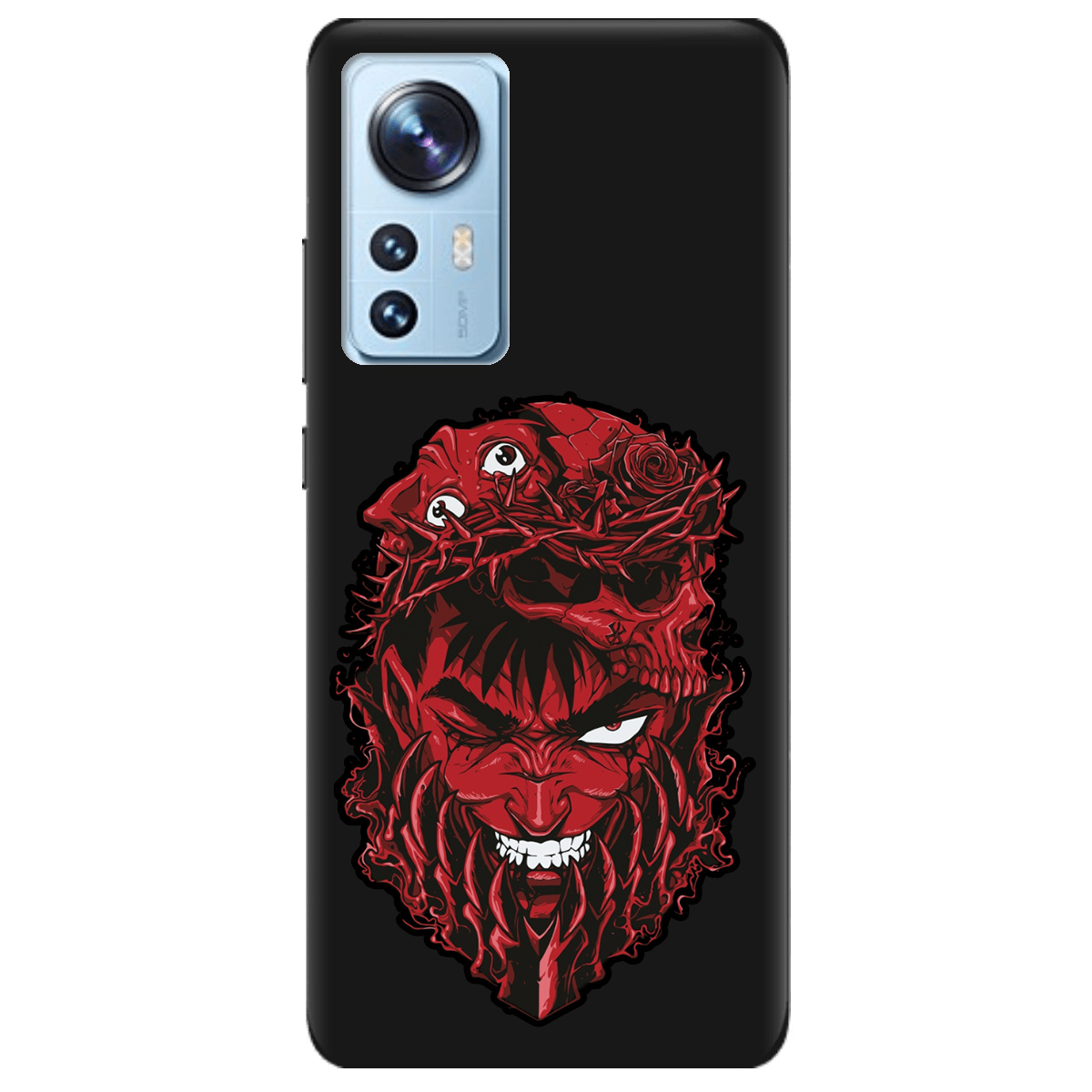 Чехол для Xiaomi 12 черный матовый soft touch Red slip head - фото 1 Чехол для Xiaomi 12 черный матовый soft touch Red slip head - фото 1 - Чехлы для телефонов