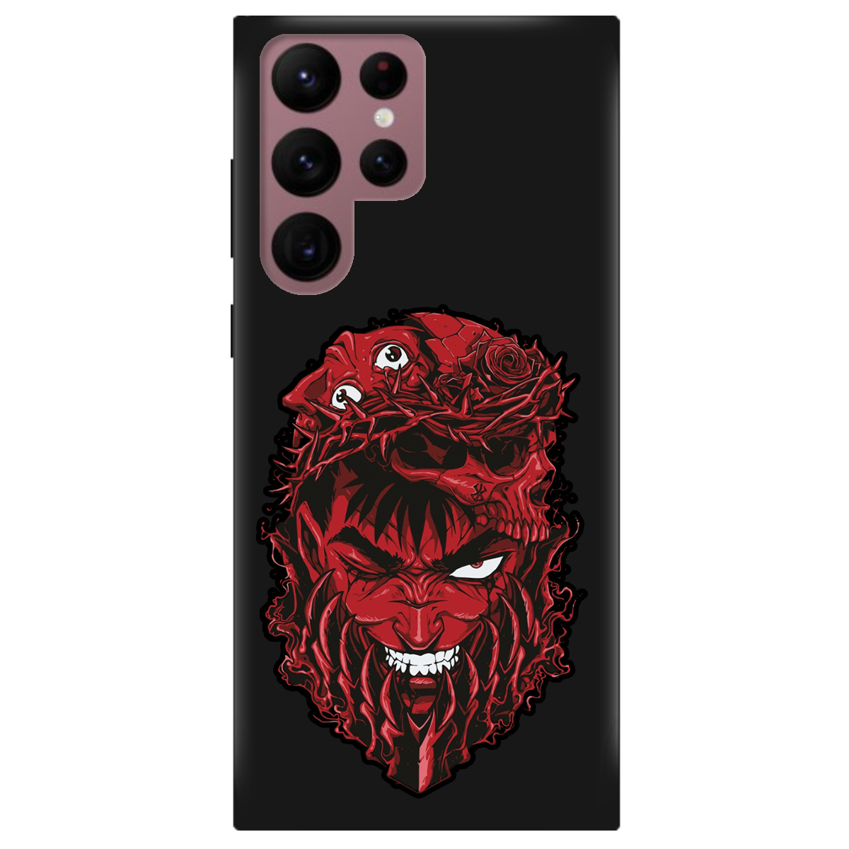 Чохол для Samsung Galaxy S22 Ultra чорний матовий soft touch Red slip head - фото 1 - Чохли для телефонів