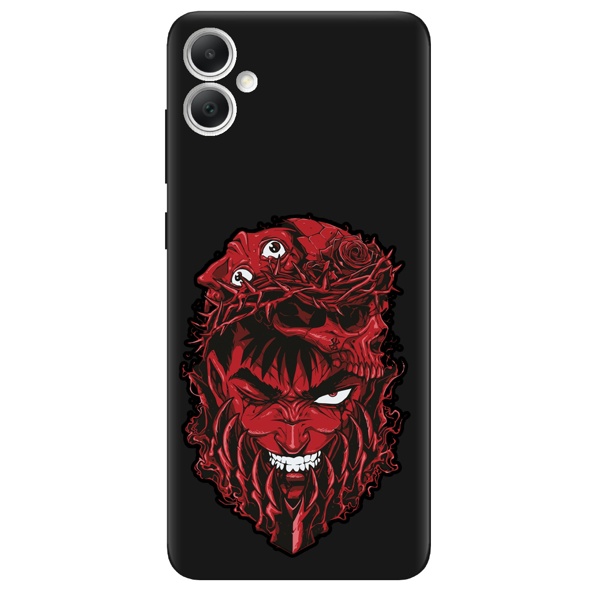 Чехол для Samsung Galaxy A05 черный матовый soft touch Red slip head - фото 1 - Чехлы для телефонов