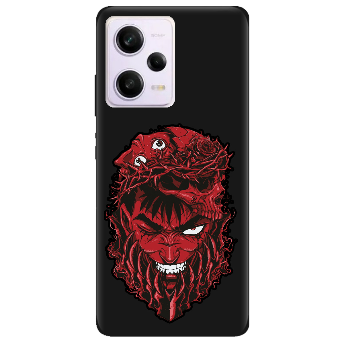 Чехол для Xiaomi Redmi Note 12 Pro 5G черный матовый soft touch Red slip head - фото 1 - Чехлы для телефонов