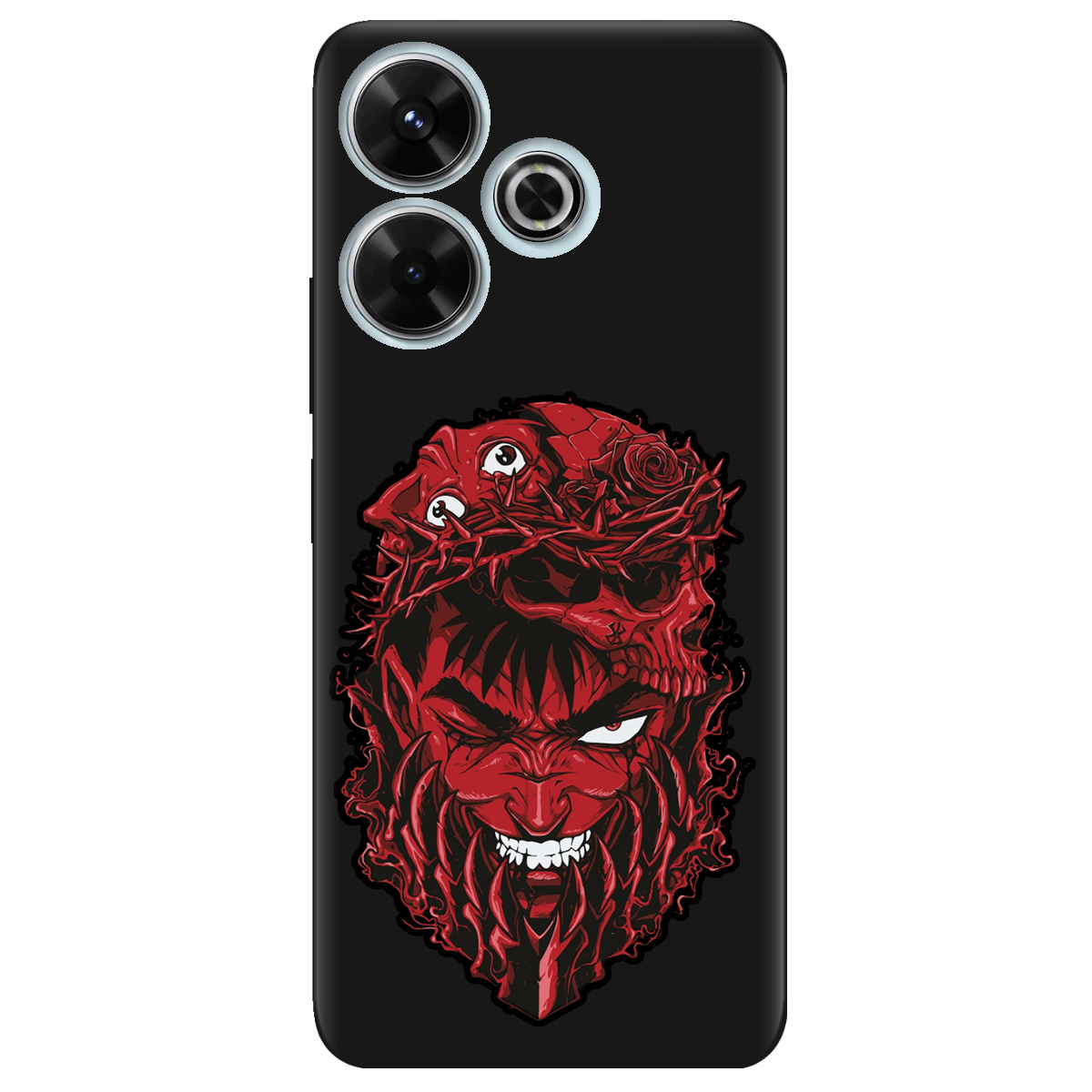 Чехол для Xiaomi Poco M6 4G черный матовый soft touch Red slip head - фото 1 - Чехлы для телефонов