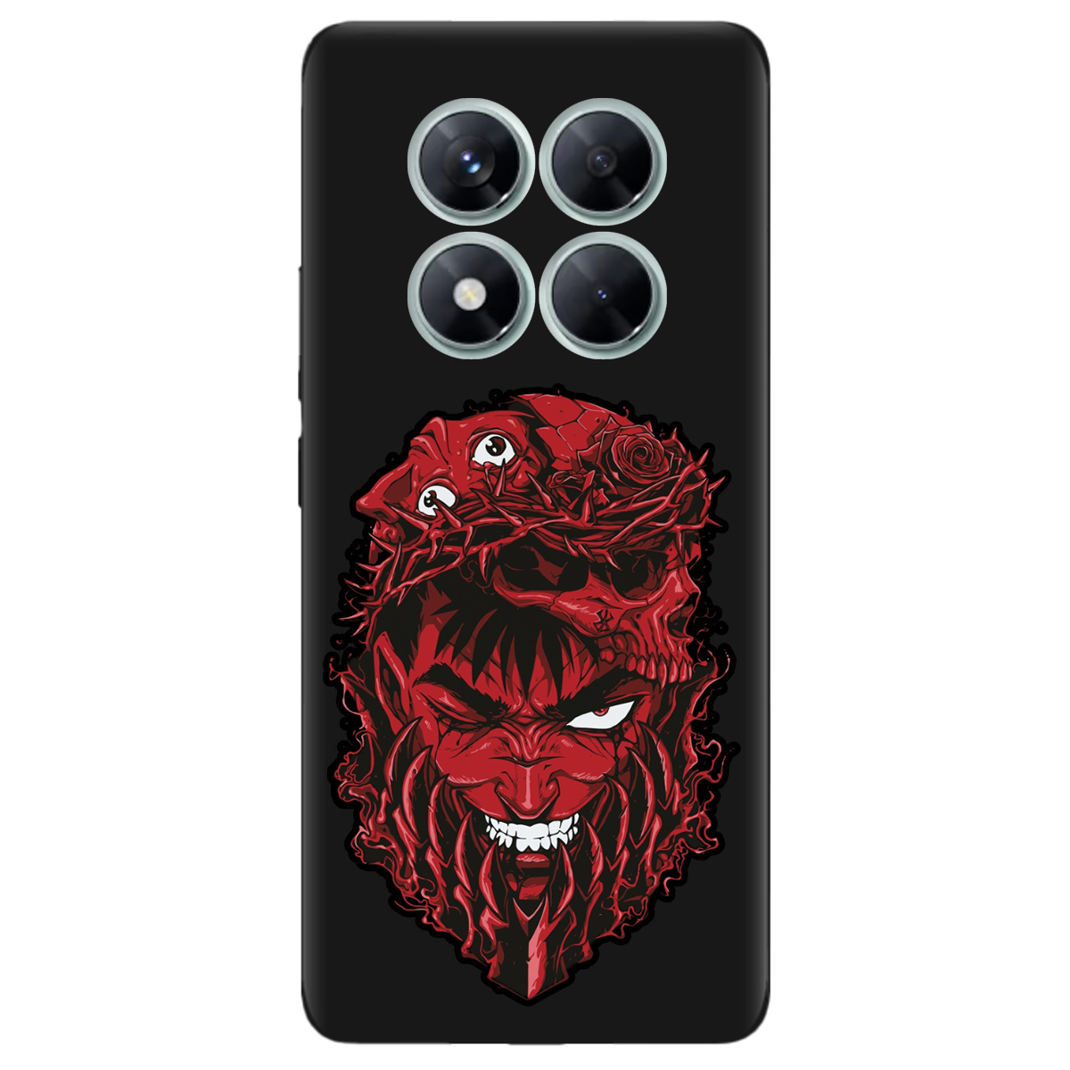 Чехол для Xiaomi Redmi Note 14 Pro 5G черный матовый soft touch Red slip head - фото 1 - Чехлы для телефонов