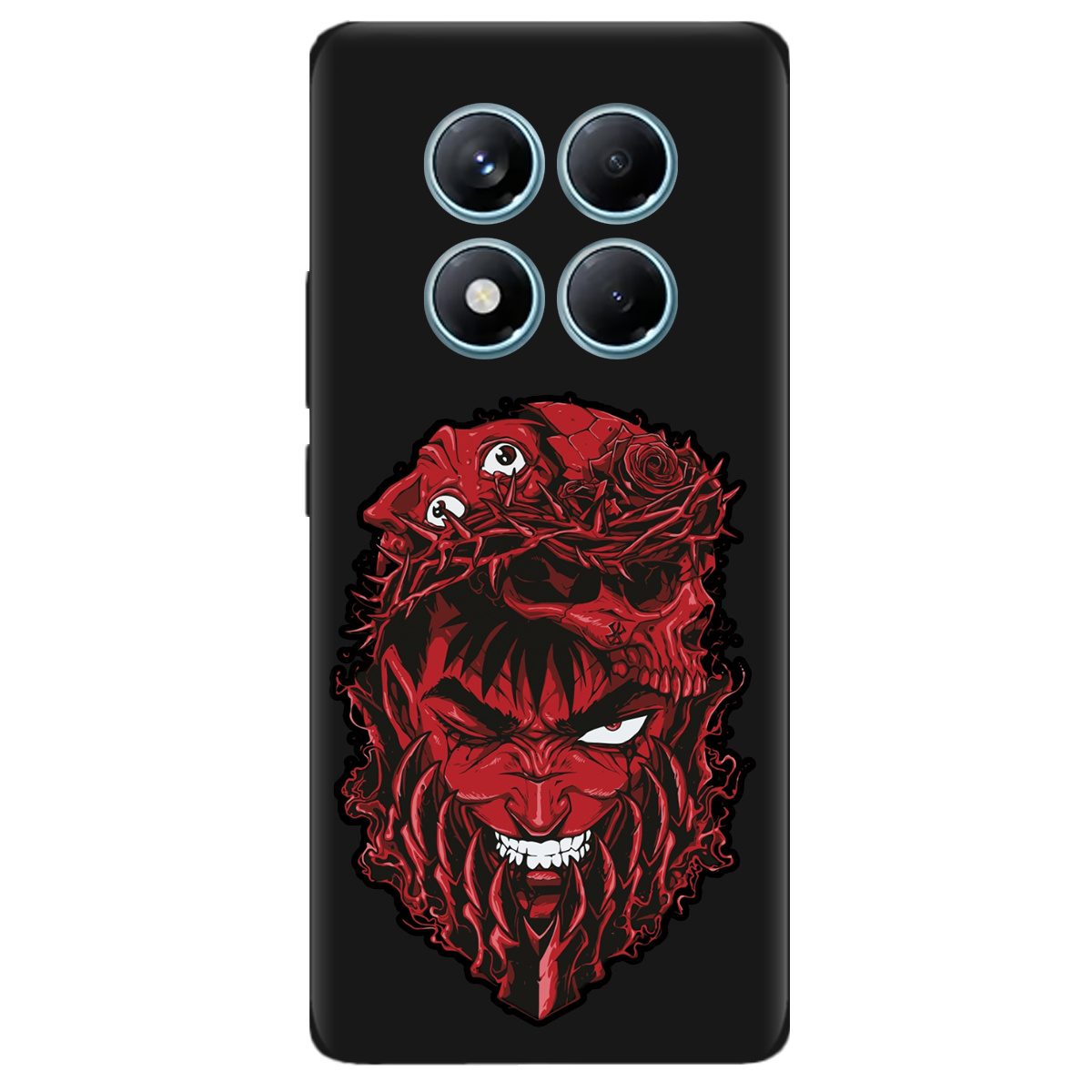 Чехол для Xiaomi Redmi Note 14 Pro 4G черный матовый soft touch Red slip head - фото 1 - Чехлы для телефонов