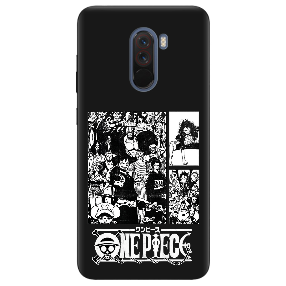 Чехол для Xiaomi Pocophone F1 черный матовый soft touch Panels - фото 1 - Чехлы для телефонов