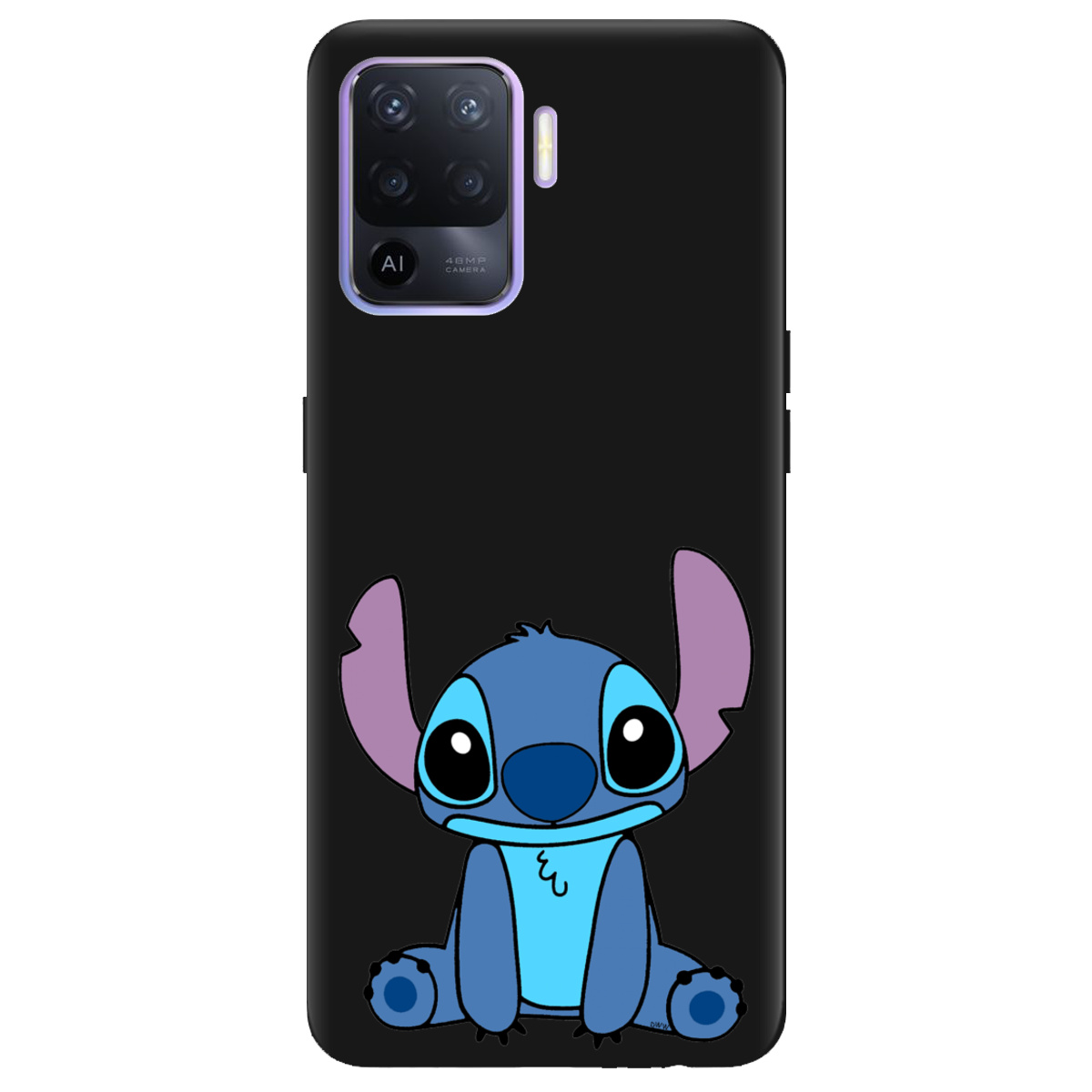 Чохол для Oppo Reno 5 Lite чорний матовий soft touch Стіч - фото 1 - Чохли для телефонів