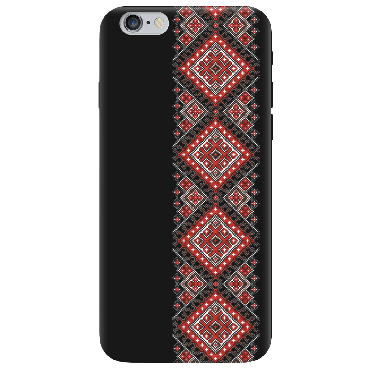 Чехол для Apple iPhone 6 Plus / 6S Plus черный матовый soft touch Вишиванка - фото 1 - Чехлы для телефонов