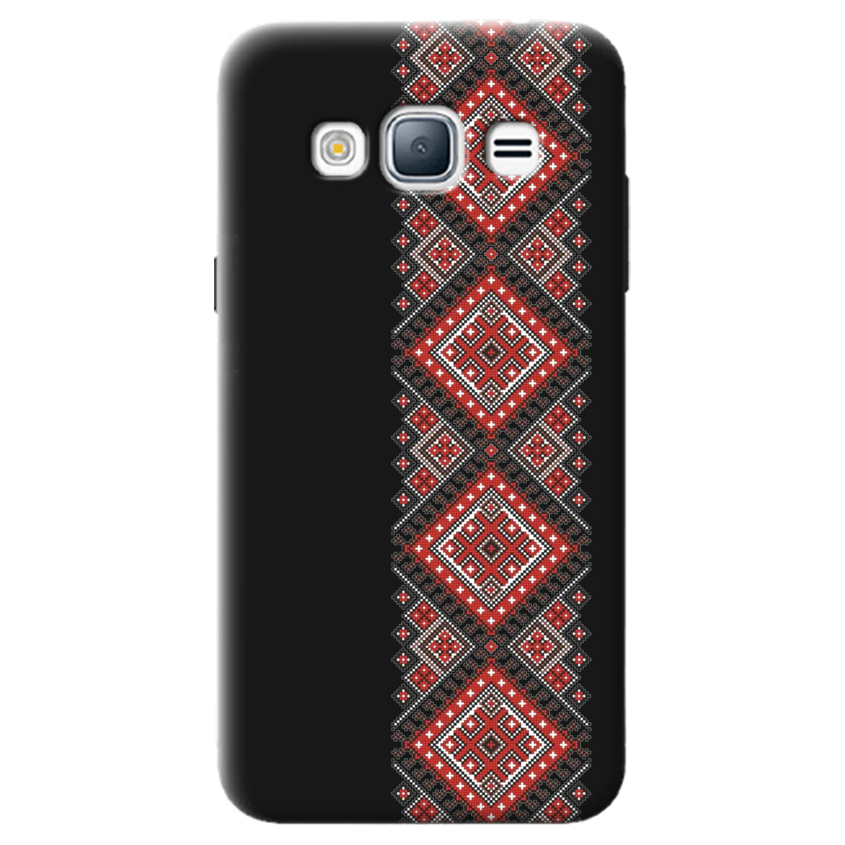 Чехол для Samsung Galaxy J3 2016 черный матовый soft touch Вишиванка - фото 1 - Чехлы для телефонов