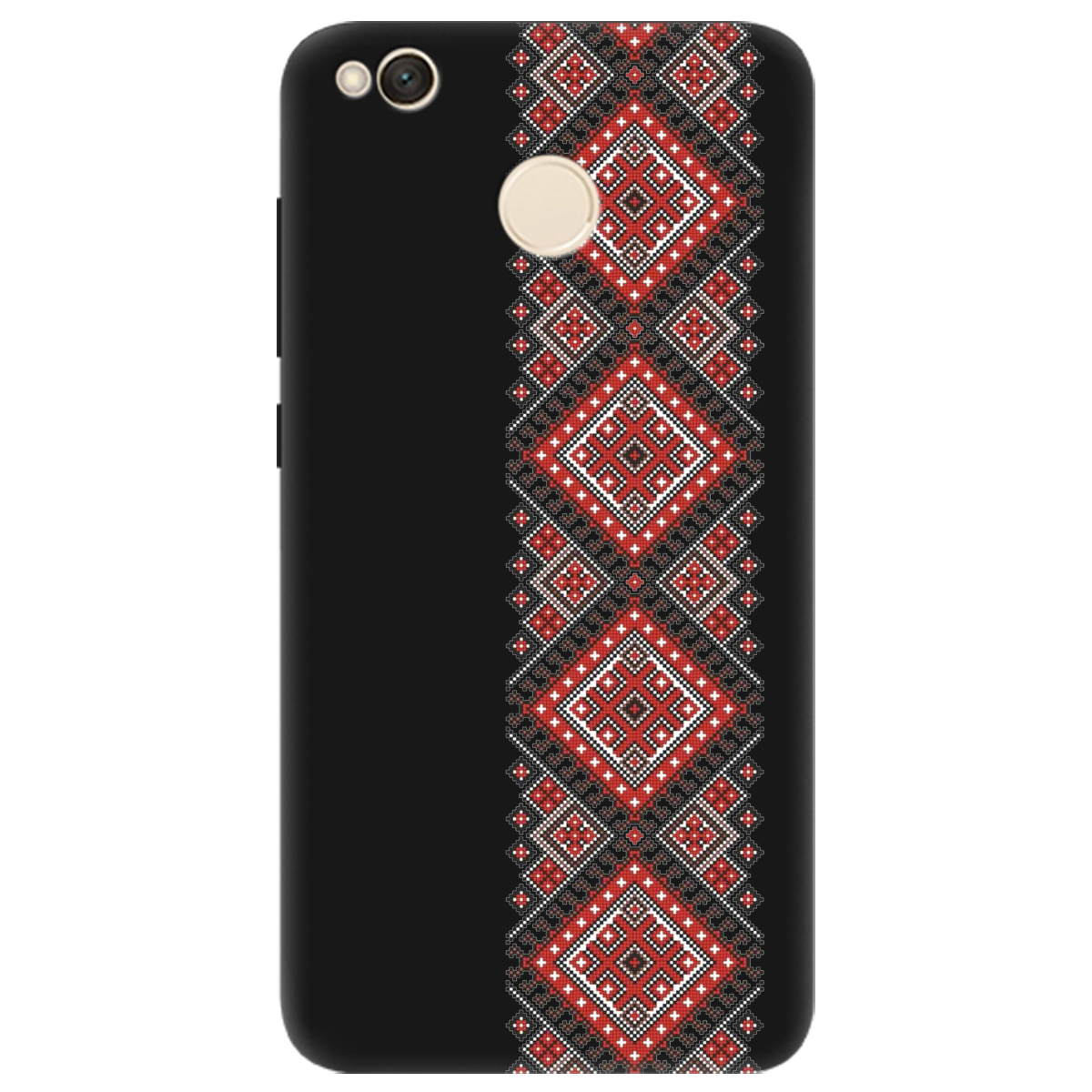 Чехол для Xiaomi Redmi 4X черный матовый soft touch Вишиванка - фото 1 - Чехлы для телефонов