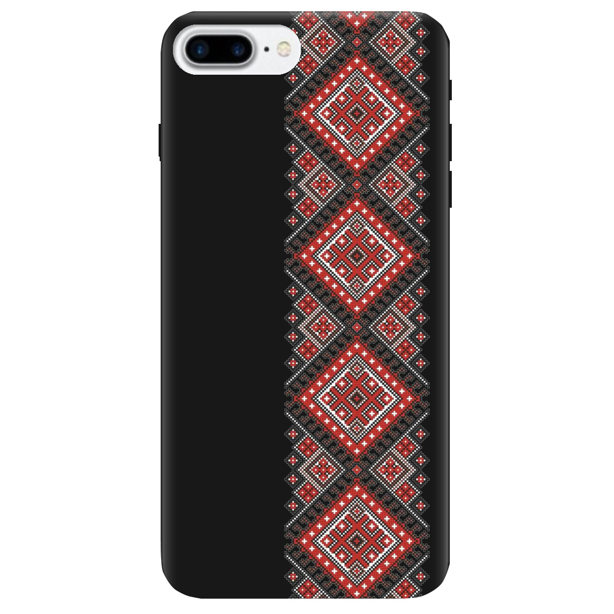 Чехол для Apple iPhone 8 Plus черный матовый soft touch Вишиванка - фото 1 - Чехлы для телефонов