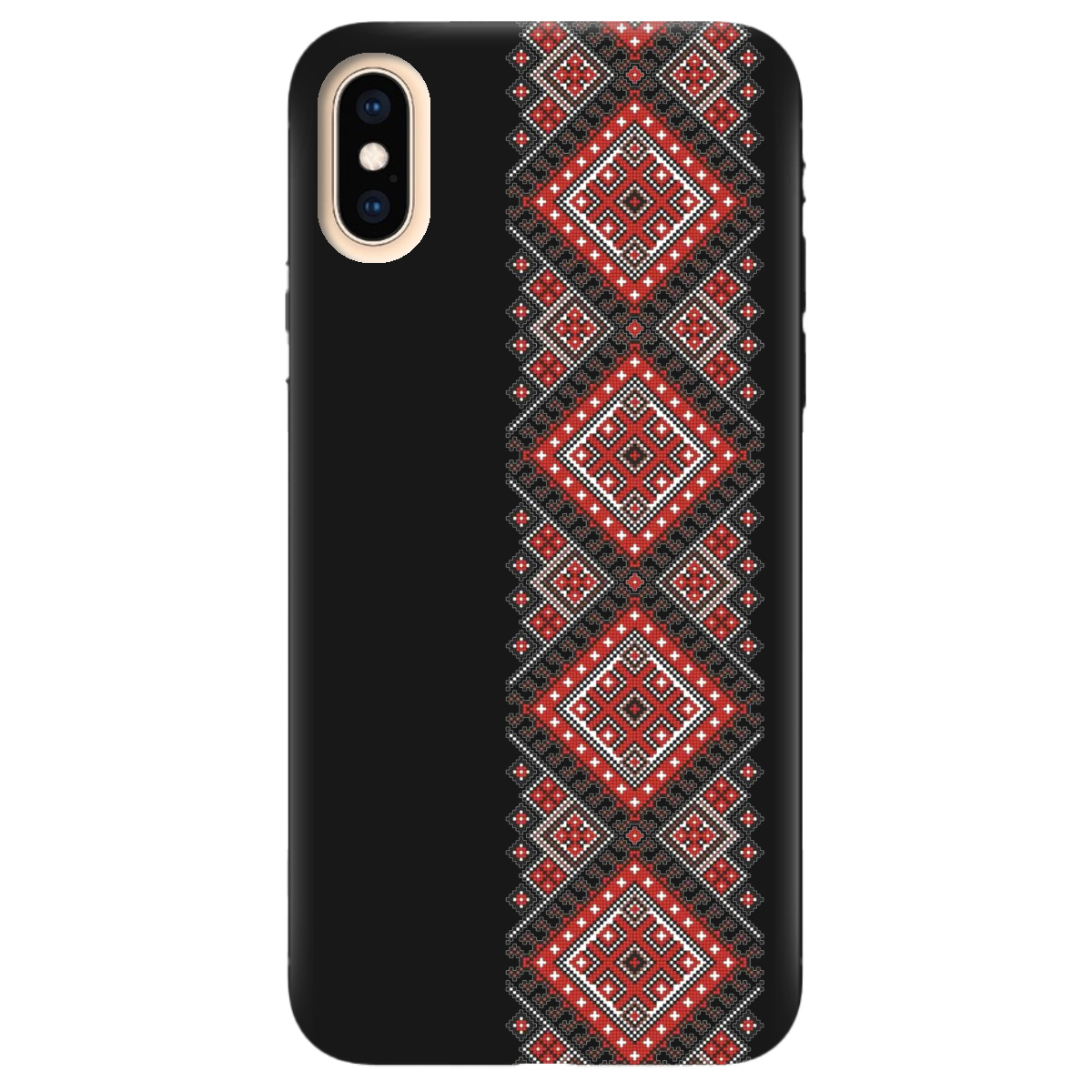 Чехол для Apple iPhone X черный матовый soft touch Вишиванка - фото 1 Чехол для Apple iPhone X черный матовый soft touch Вишиванка - фото 1 - Чехлы для телефонов