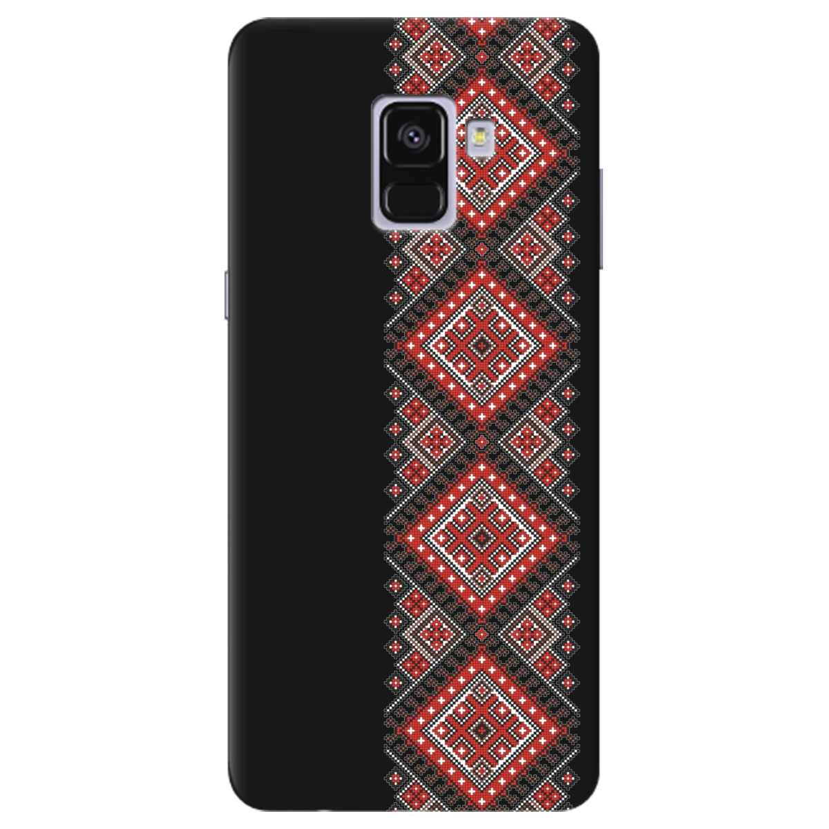 Чохол для Samsung Galaxy A8 Plus 2018 чорний матовий soft touch Вишиванка - фото 1 - Чохли для телефонів