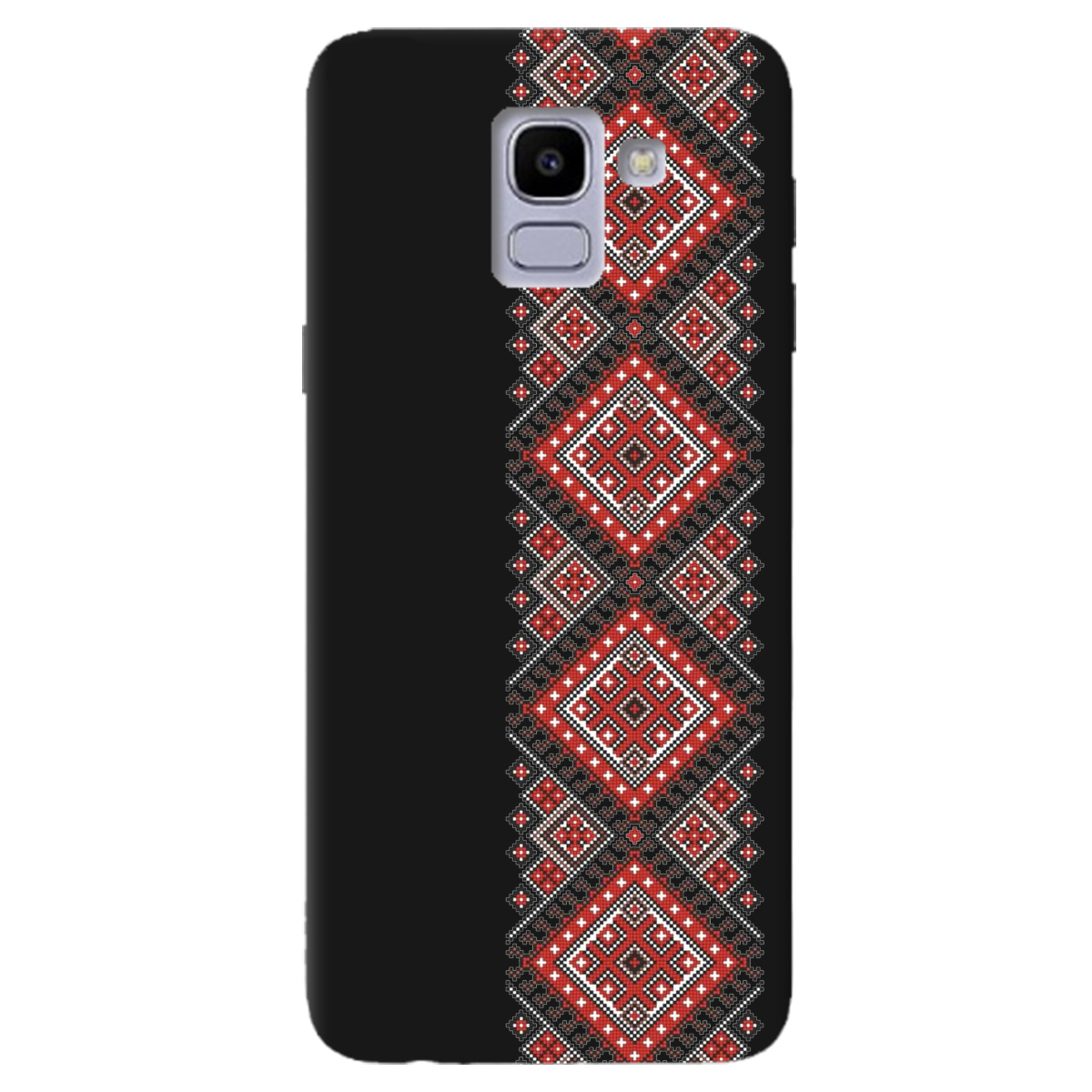 Чохол для Samsung Galaxy J6 2018 чорний матовий soft touch Вишиванка - фото 1 Чохол для Samsung Galaxy J6 2018 чорний матовий soft touch Вишиванка - фото 1 - Чохли для телефонів