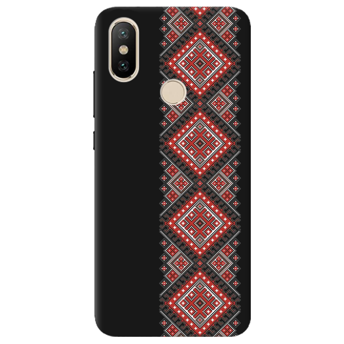 Чохол для Xiaomi Mi A2 Mi 6X чорний матовий soft touch Вишиванка - фото 1 - Чохли для телефонів