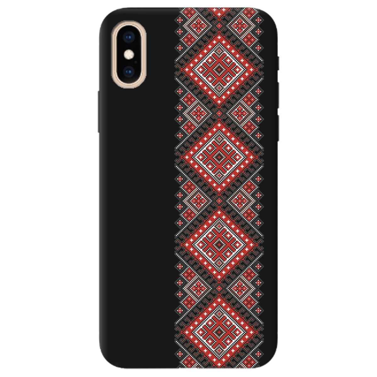 Чехол для Apple iPhone XS черный матовый soft touch Вишиванка - фото 1 - Чехлы для телефонов