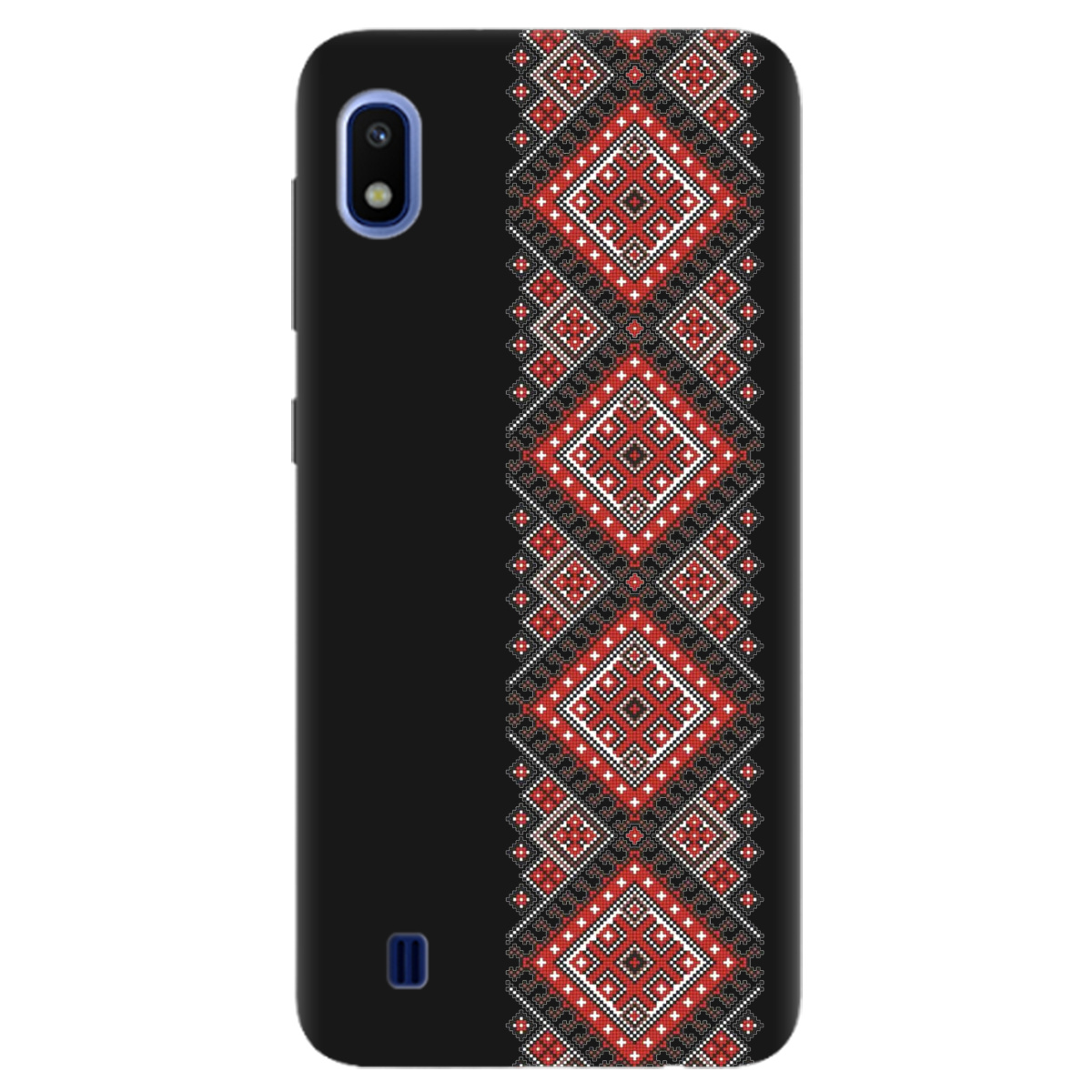 Чехол для Samsung Galaxy A10 черный матовый soft touch Вишиванка - фото 1 - Чехлы для телефонов