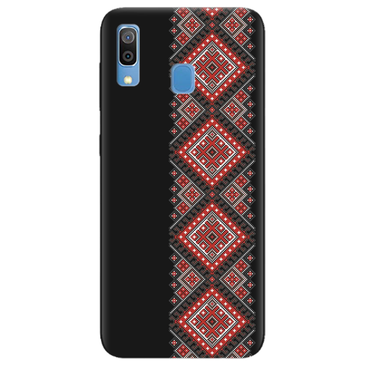 Чехол для Samsung Galaxy A30 черный матовый soft touch Вишиванка - фото 1 - Чехлы для телефонов