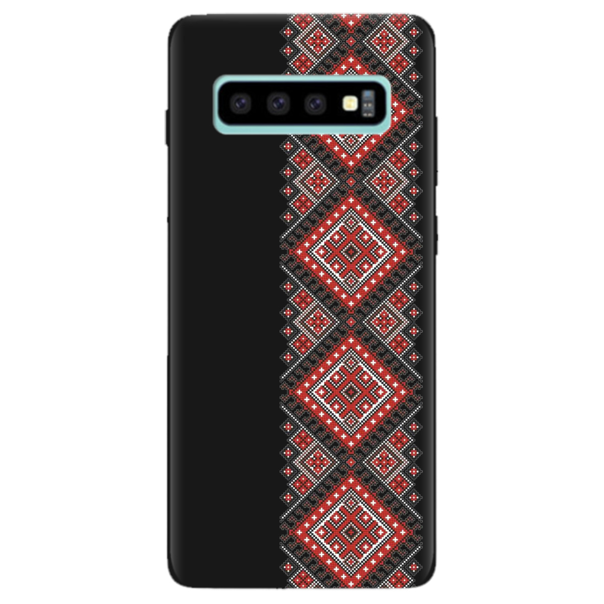 Чохол для Samsung Galaxy S10 Plus чорний матовий soft touch Вишиванка - фото 1 Чохол для Samsung Galaxy S10 Plus чорний матовий soft touch Вишиванка - фото 1 - Чохли для телефонів