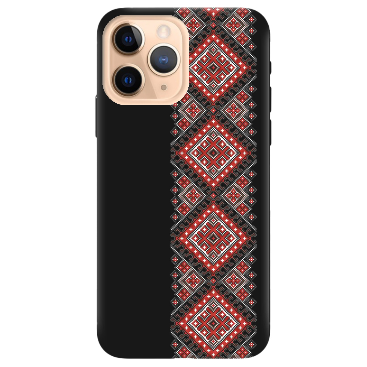 Чехол для Apple iPhone 11 Pro черный матовый soft touch Вишиванка - фото 1 Чехол для Apple iPhone 11 Pro черный матовый soft touch Вишиванка - фото 1 - Чехлы для телефонов