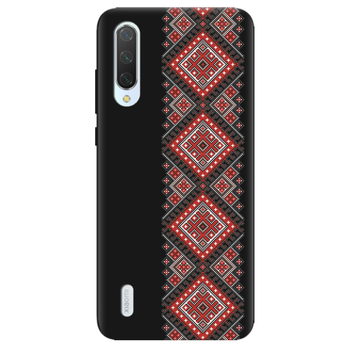 Чехол для Xiaomi Mi A3 черный матовый soft touch Вишиванка - фото 1 - Чехлы для телефонов