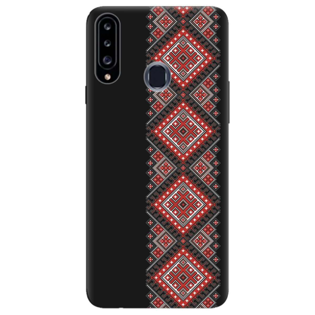 Чехол для Samsung Galaxy A20s черный матовый soft touch Вишиванка - фото 1 - Чехлы для телефонов