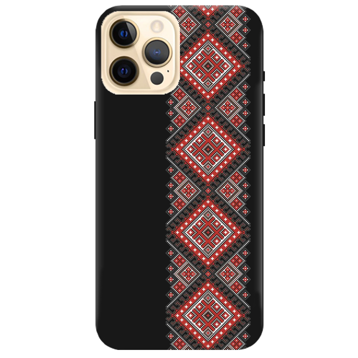 Чохол для Apple iPhone 12 Pro чорний матовий soft touch Вишиванка - фото 1 - Чохли для телефонів