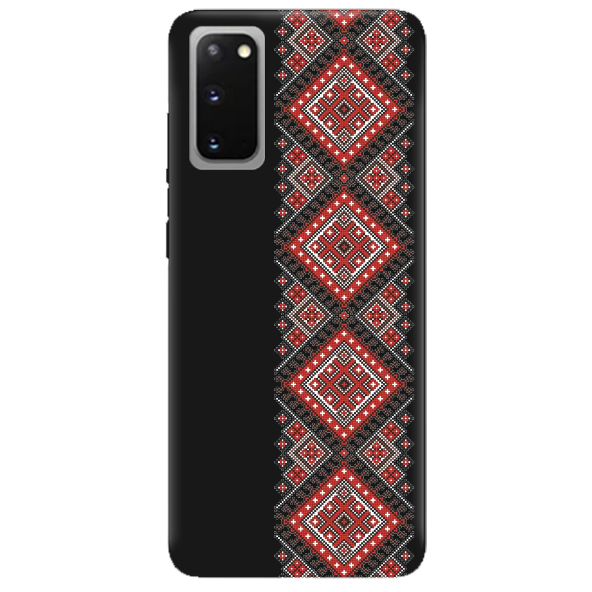 Чохол для Samsung Galaxy S20 чорний матовий soft touch Вишиванка - фото 1 - Чохли для телефонів