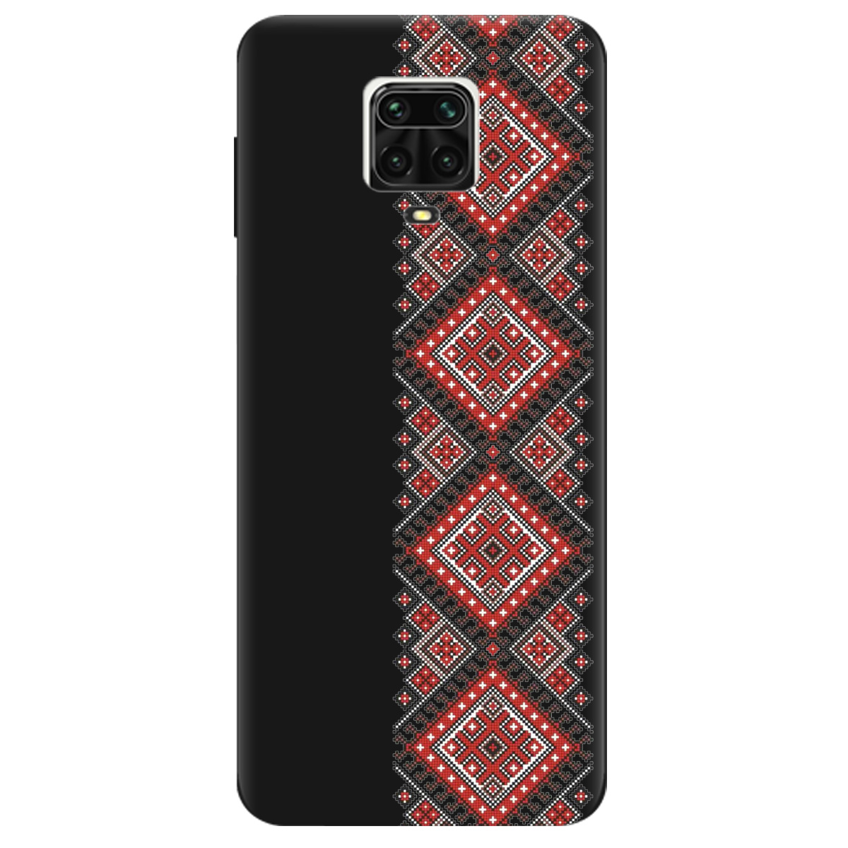 Чехол для Xiaomi Redmi Note 9s черный матовый soft touch Вишиванка - фото 1 - Чехлы для телефонов