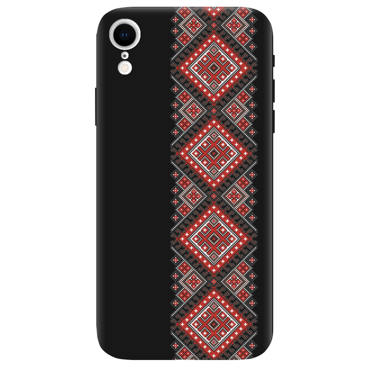 Чехол для Apple iPhone XR черный матовый soft touch Вишиванка - фото 1 - Чехлы для телефонов