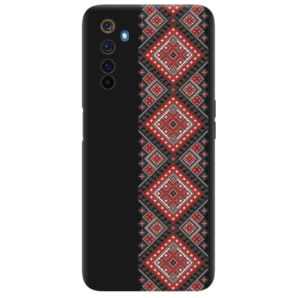 Чехол для Realme 6 Pro черный матовый soft touch Вишиванка - фото 1 Чехол для Realme 6 Pro черный матовый soft touch Вишиванка - фото 1 - Чехлы для телефонов