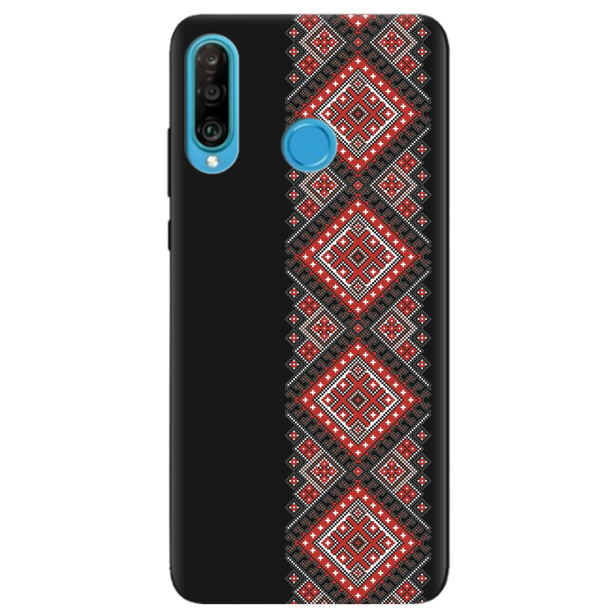 Чохол для Huawei P30 Lite чорний матовий soft touch Вишиванка - фото 1 - Чохли для телефонів