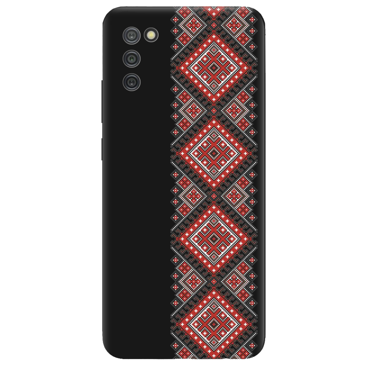 Чехол для Samsung Galaxy A02s черный матовый soft touch Вишиванка - фото 1 Чехол для Samsung Galaxy A02s черный матовый soft touch Вишиванка - фото 1 - Чехлы для телефонов
