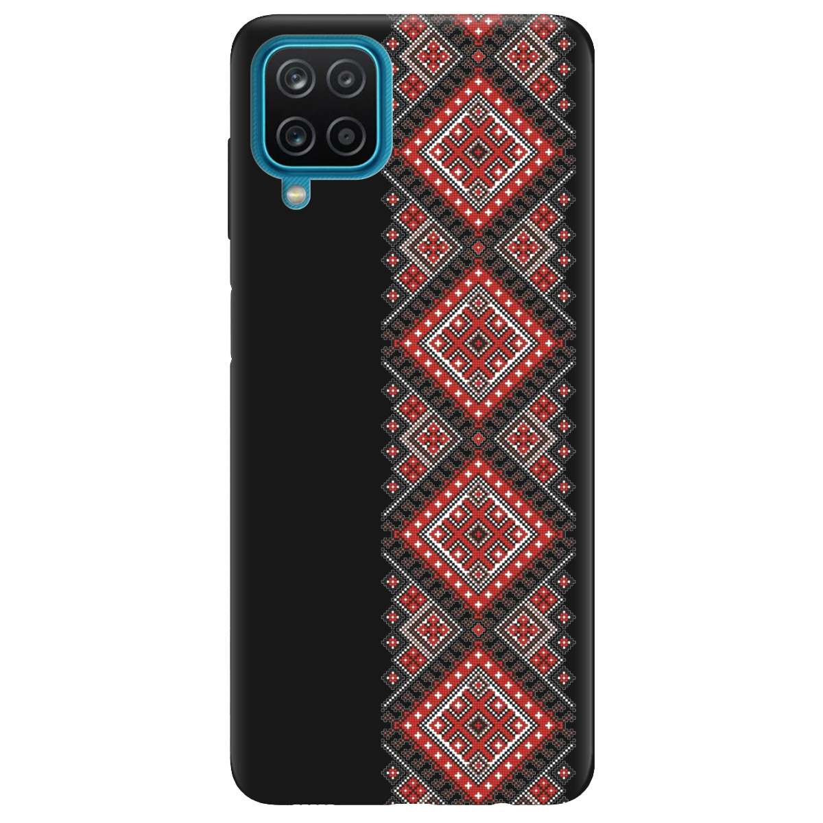 Чехол для Samsung Galaxy A12 4G черный матовый soft touch Вишиванка - фото 1 Чехол для Samsung Galaxy A12 4G черный матовый soft touch Вишиванка - фото 1 - Чехлы для телефонов