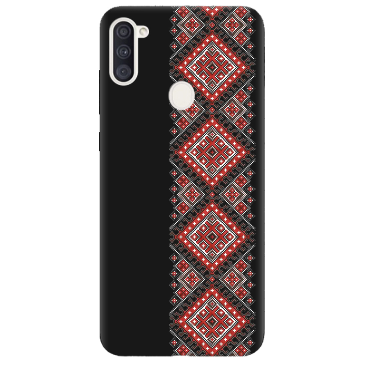 Чехол для Samsung Galaxy M11 черный матовый soft touch Вишиванка - фото 1 - Чехлы для телефонов