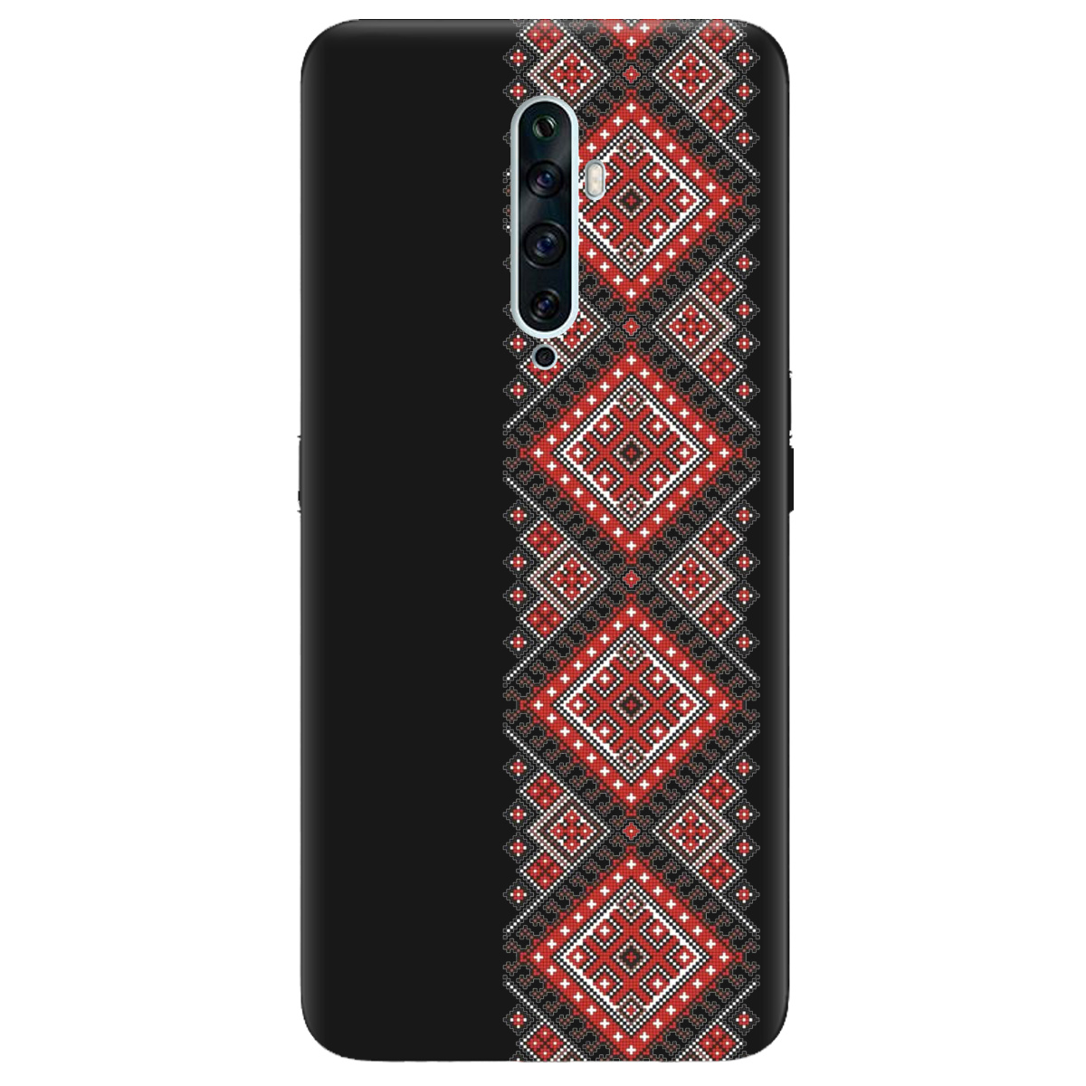 Чохол для Oppo Reno 2 чорний матовий soft touch Вишиванка - фото 1 - Чохли для телефонів