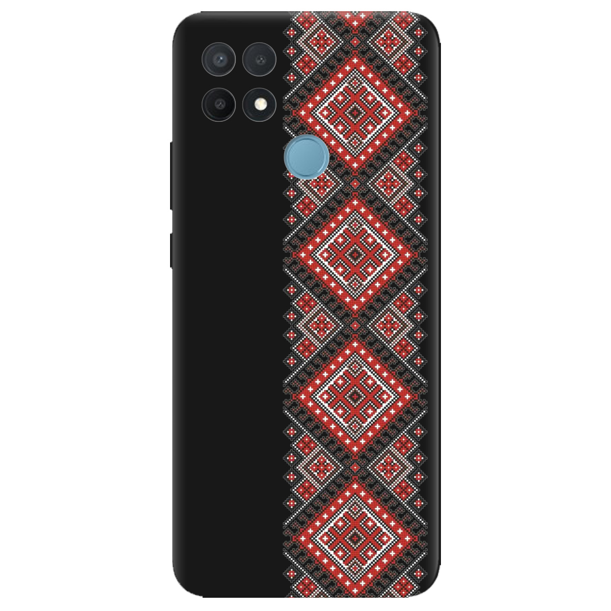 Чехол для Oppo A15s/ A15 черный матовый soft touch Вишиванка - фото 1 - Чехлы для телефонов