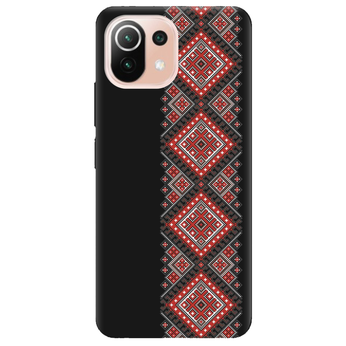 Чехол для Xiaomi Mi 11 lite черный матовый soft touch Вишиванка - фото 1 - Чехлы для телефонов