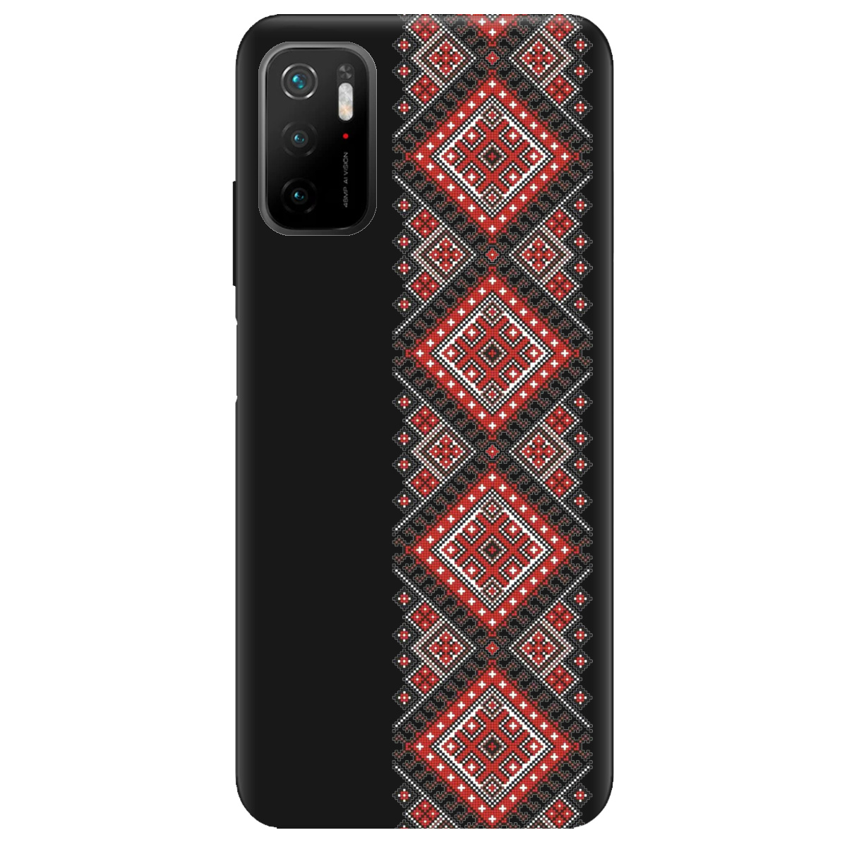 Чехол для Xiaomi Redmi Note 10 5G черный матовый soft touch Вишиванка - фото 1 - Чехлы для телефонов