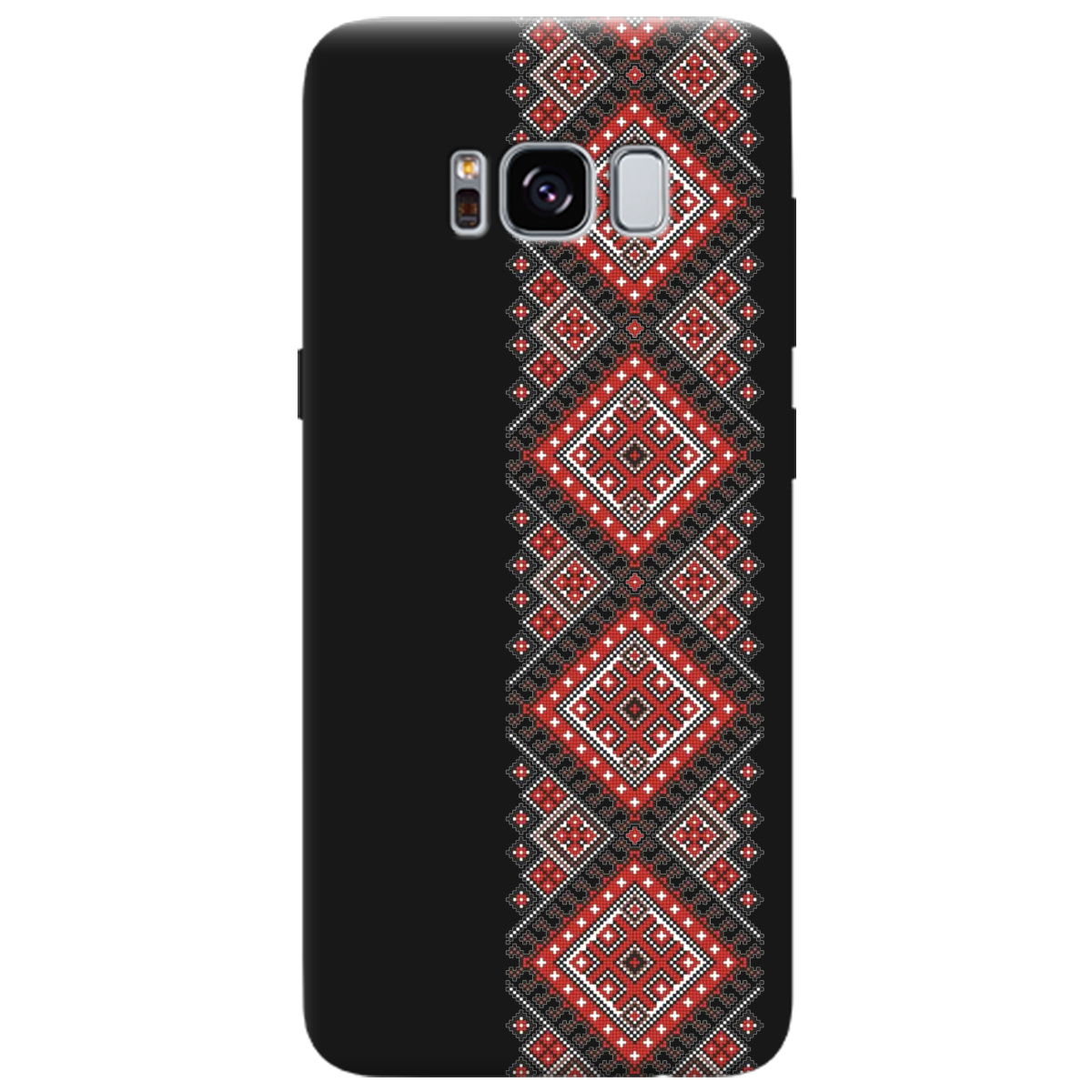 Чехол для Samsung Galaxy S8 черный матовый soft touch Вишиванка - фото 1 - Чехлы для телефонов