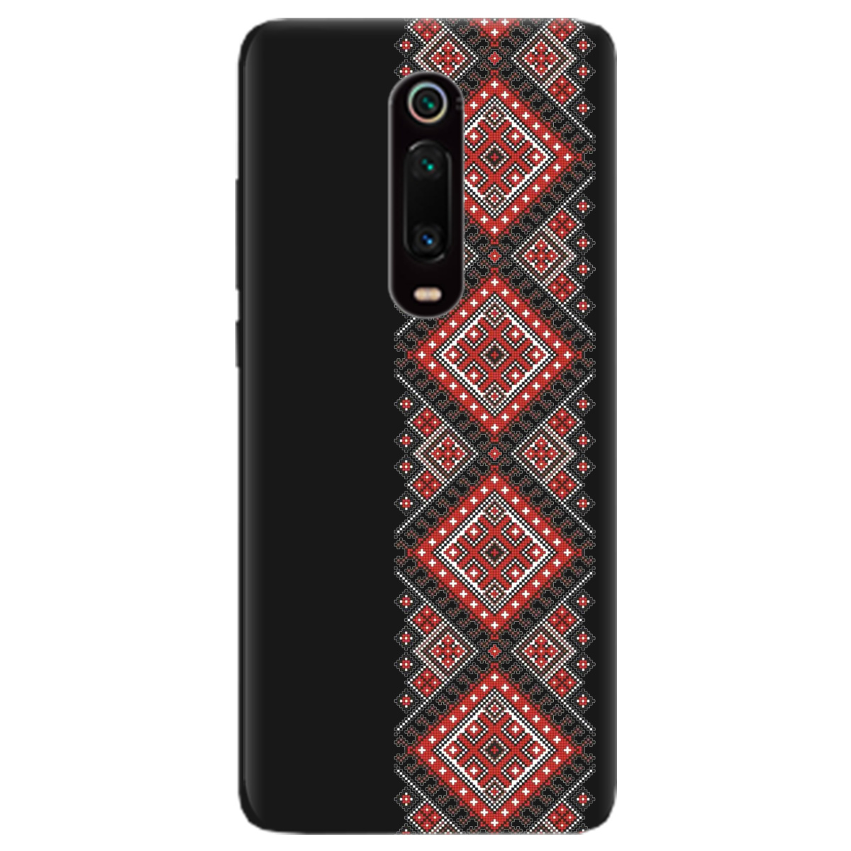 Чехол для Xiaomi Mi 9T Pro черный матовый soft touch Вишиванка - фото 1 - Чехлы для телефонов